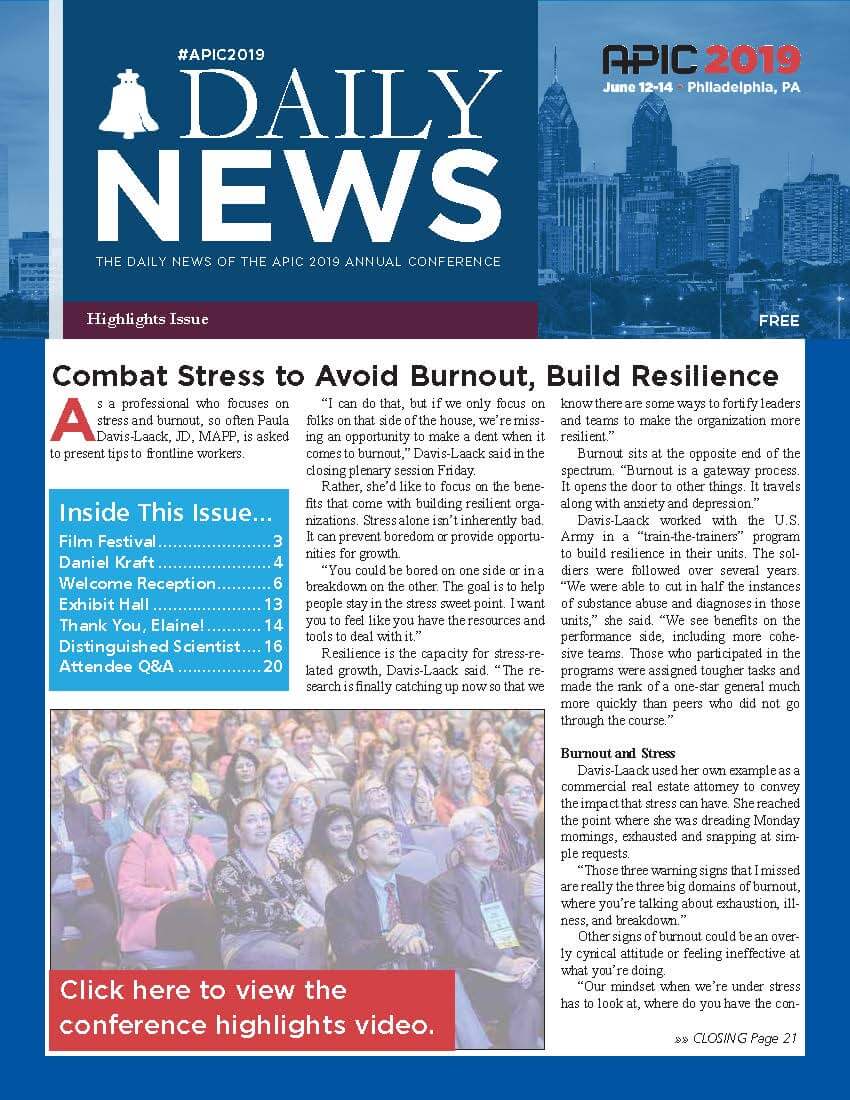 #APIC2019 Daily News at Conference